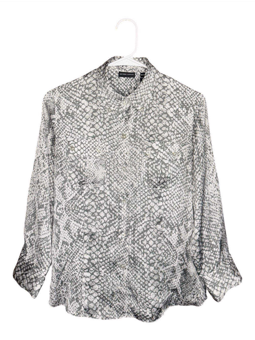 New York & Company Snake Print Button-Up Blouse